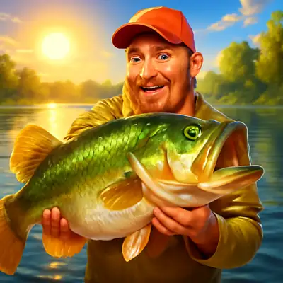 Angler holding a huge glittering bass above sunlit water in Big Bass Splash