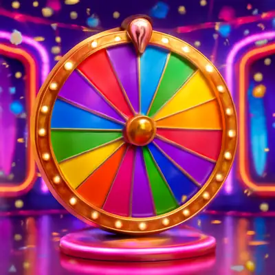 Giant colourful money wheel spinning in the Crazy Time studio