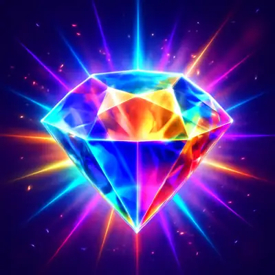 Radiant multicoloured gem bursting with prismatic light in Starburst